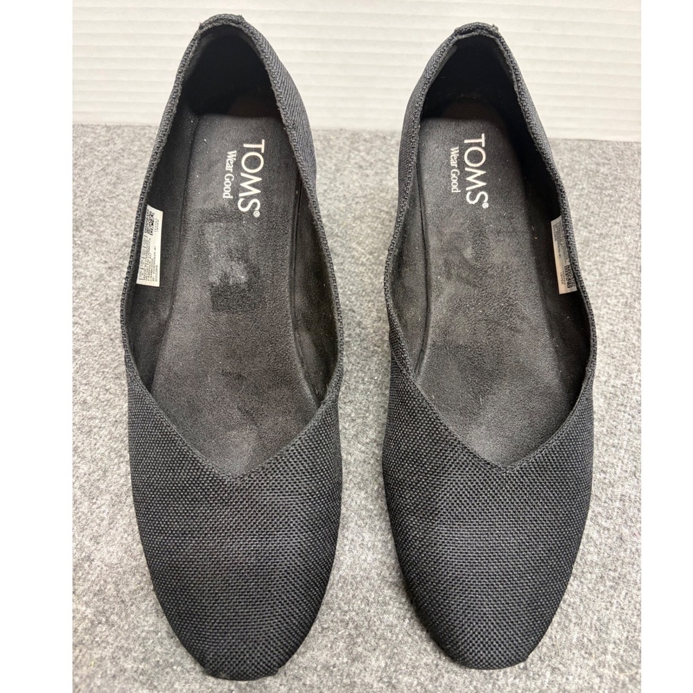 TOMS Jutti Neat Black Knit Pointed Toe Flats Shoes Women 10017635-41 Sz 9
